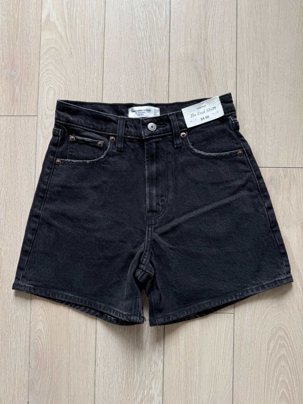 Abercrombie & Fitch The Dad Short High-Rise Black Denim Women’s Size 24